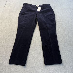 Croft Barrow Pants Womens 14P Dark Blue Corduroy Straight Mid Rise Pull On NEW